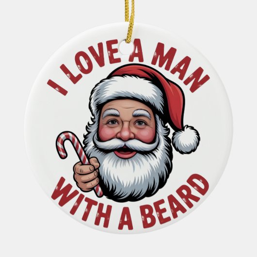 ひげのサンタが好き クリスマスのひげ男 セラミックオーナメント (正面)