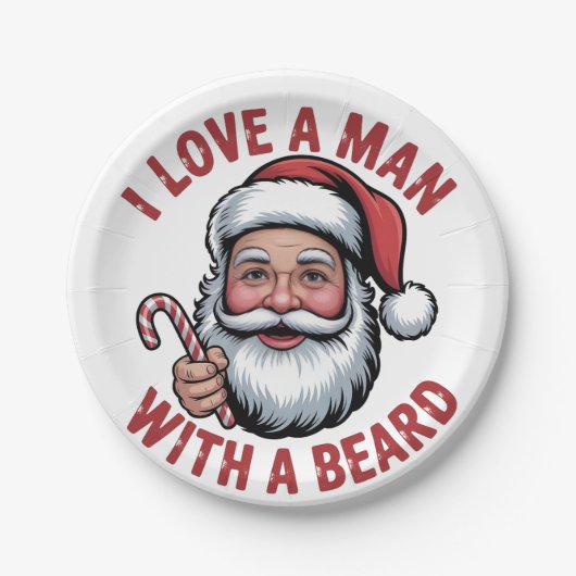 ひげのサンタが好き クリスマスのひげ男 ペーパープレート (正面)