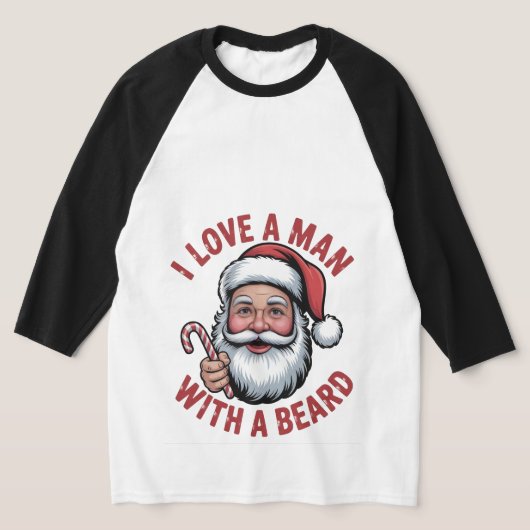 ひげのサンタが好き クリスマス Tシャツ (レイダウン)