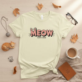 ひげのタイポグラフィーデザイン - MEOW ミニマルキャット Tシャツ