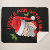 ひげのヒップスターのサンタクロースを持つ男が大好き シェルパブランケット (正面(横))