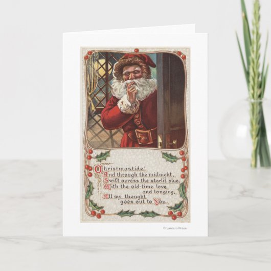 ひげの手を搭載するクリスマスGreetingSanta シーズンカード (正面)