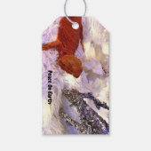 ひげの生えたドラゴンと鹿のクリスマスをチーク ギフトタグ (正面)