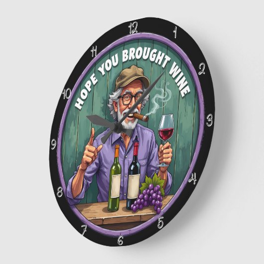 ひげの生えた男の微笑みと葉巻 ラージ壁時計 (傾斜)