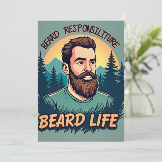 ひげの生活を受け入れる:責任のお祝い 招待状 (スタンド正面)