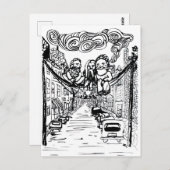 ひげの男たち、針金に腰掛ける ポストカード (正面/裏面)