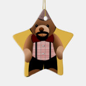 ひげを持つかわいいヒップスターのテディー・ベア セラミックオーナメント (右)