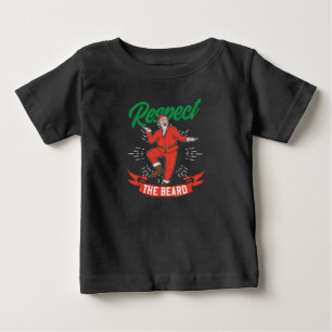 ひげを敬え 面白いサンタクロース クリスマス ベビーTシャツ