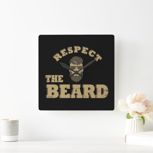 ひげを生やしたおもしろいことわざを尊重する スクエア壁時計 (ホーム)