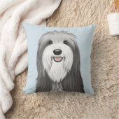 ひげを生やしたコリーの漫画の犬 クッション (ブランケット)