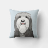 ひげを生やしたコリーの漫画の犬 クッション (裏面)