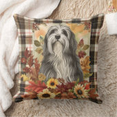 ひげを生やしたコリードッグ秋ウオーターカラーフラワー クッション (ブランケット)