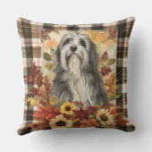 ひげを生やしたコリードッグ秋ウオーターカラーフラワー クッション (裏面)