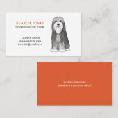 ひげを生やしたコリー漫画の犬 |かわいいペットケア 名刺 (正面/裏面)