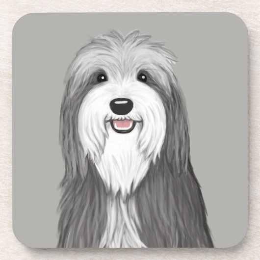 ひげを生やしたコリー漫画の犬 コースター (正面)