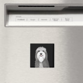 ひげを生やしたコリー漫画の犬 マグネット (インサイチュ (食洗機))
