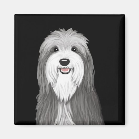 ひげを生やしたコリー漫画の犬 マグネット (正面)
