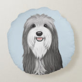 ひげを生やしたコリー漫画の犬 ラウンドクッション (裏面)