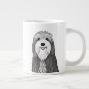 ひげを生やしたコリー漫画の犬   可愛いペット好き ジャンボコーヒーマグカップ