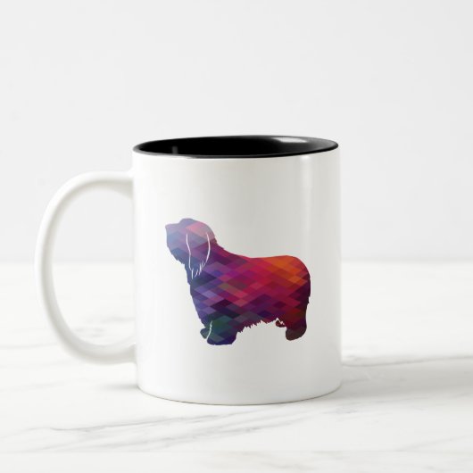 ひげを生やしたコリー犬はジオ・シルエット・パープル ツートーンマグカップ (左)
