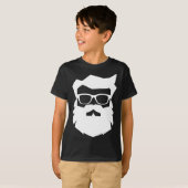 ひげを生やしたサンタの顔のサングラス クリスマスの楽しみ Tシャツ (正面フル)