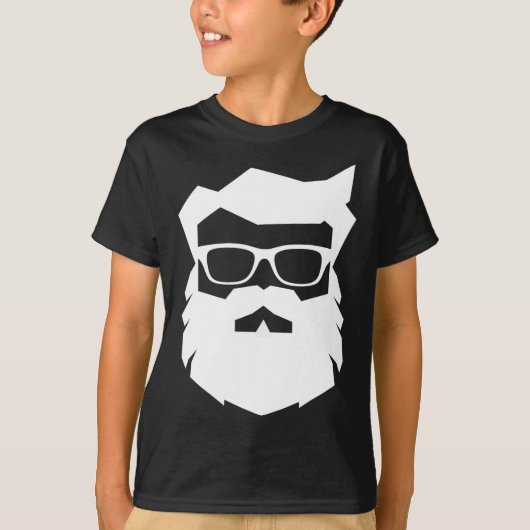ひげを生やしたサンタの顔のサングラス クリスマスの楽しみ Tシャツ (正面)