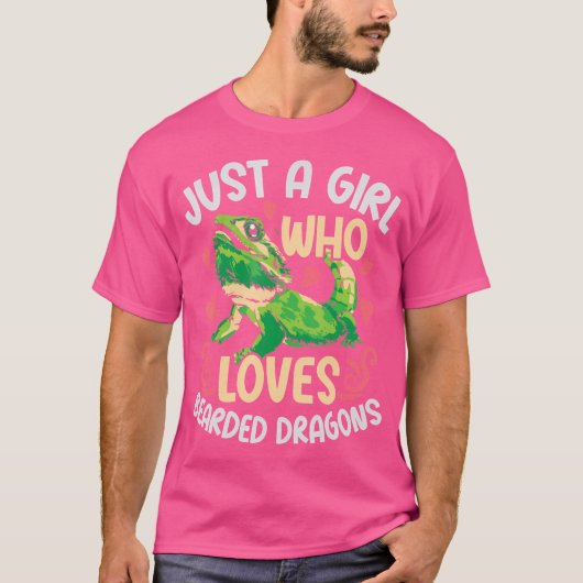 ひげを生やしたドラゴンが大好きな女の子 Tシャツ (正面)