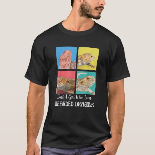 ひげを生やしたドラゴンが大好きな女カッコいいの子 Tシャツ (正面)
