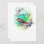 ひげを生やしたドラゴンの幾何学フレーム 招待状 (正面/裏面)