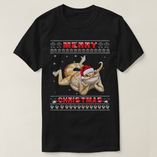 ひげを生やしたドラゴンの醜いクリスマストカゲ愛好家 Tシャツ (デザイン正面)