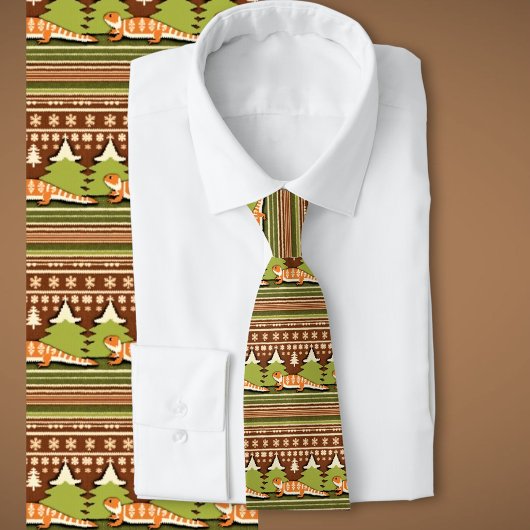 ひげを生やしたドラゴンの醜いセーターのクリスマス ネクタイ