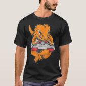 ひげを生やしたドラゴンゲーマーボーイズキッズビデオゲームプレーヤー Tシャツ (正面)