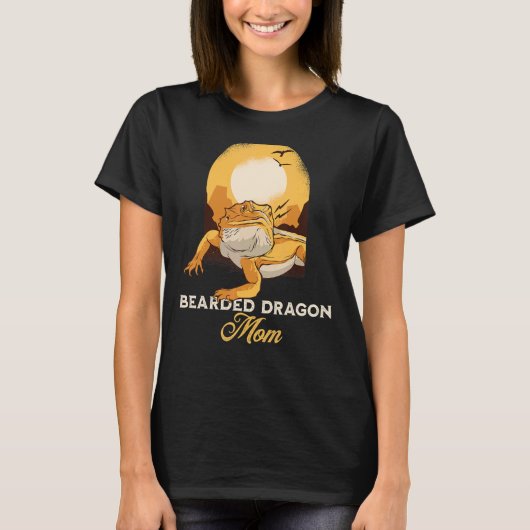 ひげを生やしたドラゴンママ爬虫性トカゲ Tシャツ (正面)