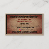 ひげを生やしたドラゴン爬虫類飼育業者ビジネス 名刺 (裏面)