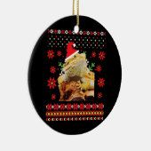 ひげを生やしたドラゴン醜いクリスマスセーター セラミックオーナメント (右)