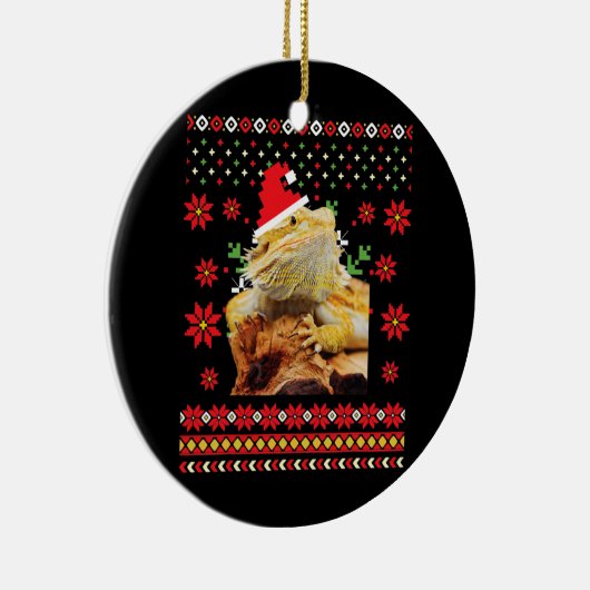 ひげを生やしたドラゴン醜いクリスマスセーター セラミックオーナメント (右)