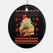 ひげを生やしたドラゴン醜いクリスマスセーター セラミックオーナメント (左)