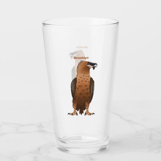 ひげを生やしたハゲワシ漫画イラストレーション タンブラーグラス (裏面)