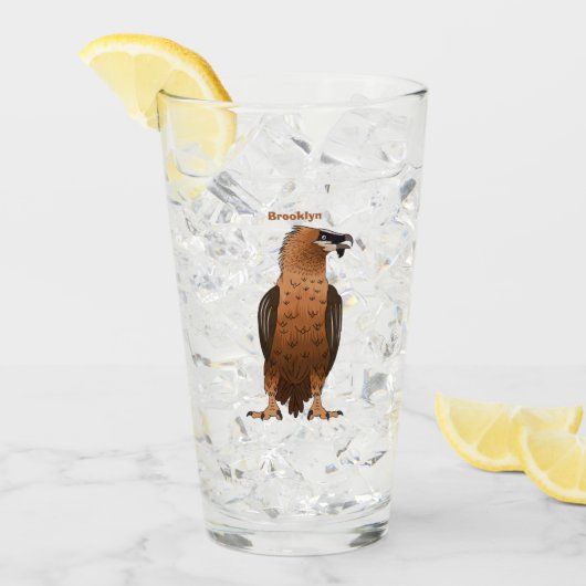 ひげを生やしたハゲワシ漫画イラストレーション タンブラーグラス (アイス正面)