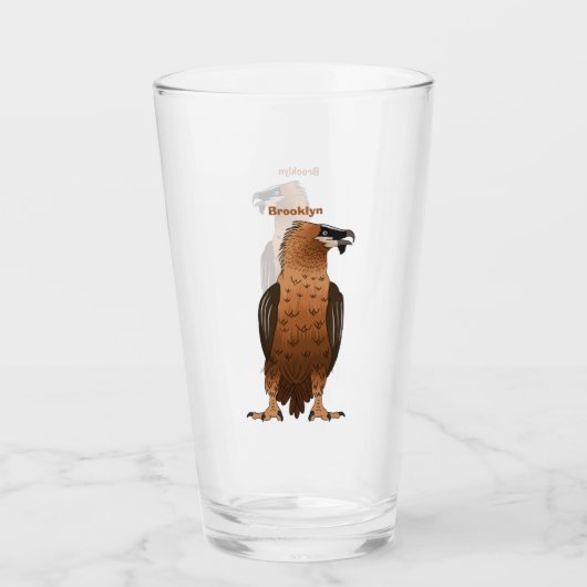 ひげを生やしたハゲワシ漫画イラストレーション タンブラーグラス (正面)