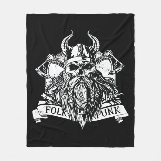 ひげを生やしたバイキング戦士 フリースブランケット (正面)