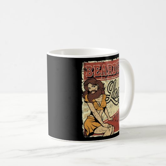 ひげを生やしたレディー・サーカス誕生日パーティー・サーカスの衣装 コーヒーマグカップ (正面右)