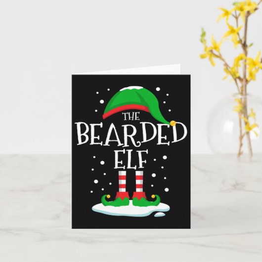 ひげを生やした小妖精や小人クリスマスファミリーマッチングクリスマスベア カード (黄色い花)