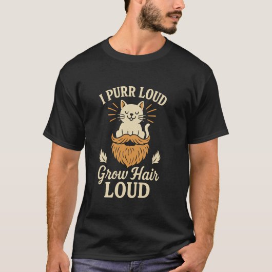 ひげを生やした猫好きパパ 楽しい猫好きさん Tシャツ (正面)