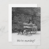 ひげを生やした男が動いている犬のカート 案内ポストカード (正面/裏面)