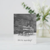 ひげを生やした男が動いている犬のカート 案内ポストカード (スタンド正面)