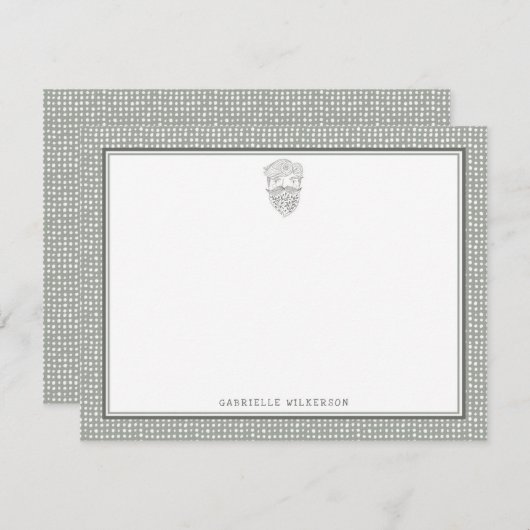 ひげを生やした男性の文房具 ノートカード (正面/裏面)