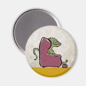 ひげを生やした竜を簡単椅子に乗せた マグネット (正面/裏面)