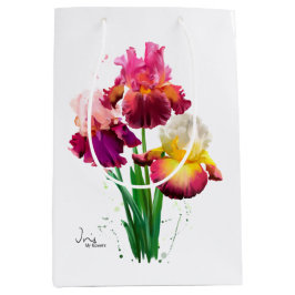 ひげを生やした虹彩と水の色絵画の跳ね ミディアムペーパーバッグ