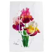 ひげを生やした虹彩と水の色絵画の跳ね ミディアムペーパーバッグ (裏面)